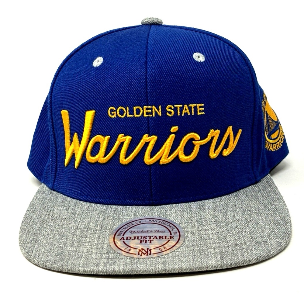 Mitchell & Ness Golden State Warriors NBA Script Snapback Adjustable Cap OS Hat
